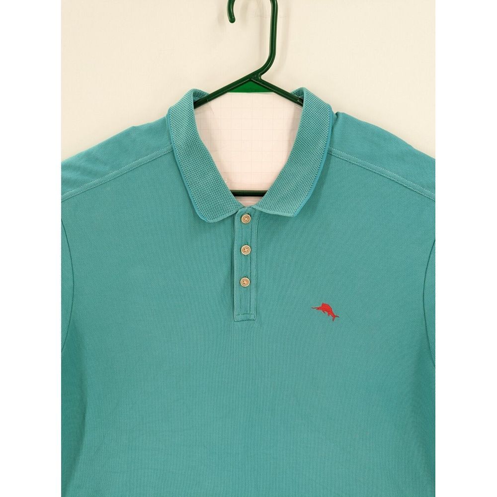 Tommy Bahama Supima Cotton Men's Teal Short Sleeve Marlin Polo Shirt, Size XL - Picture 5 of 9